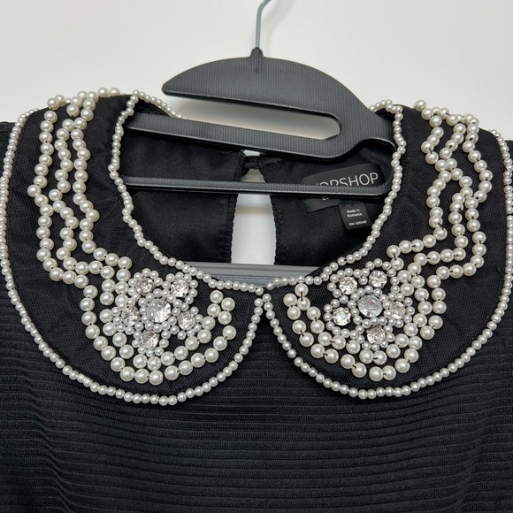 Topshop Pearl Collar Peplum Top - Picture 3 of 5